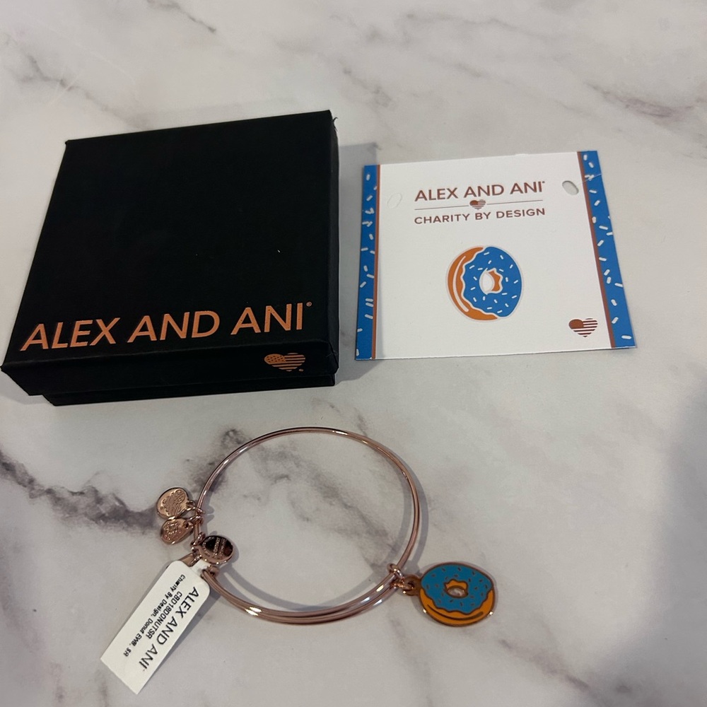 Alex and Ani Rose Gold Donut Charm Bracelet